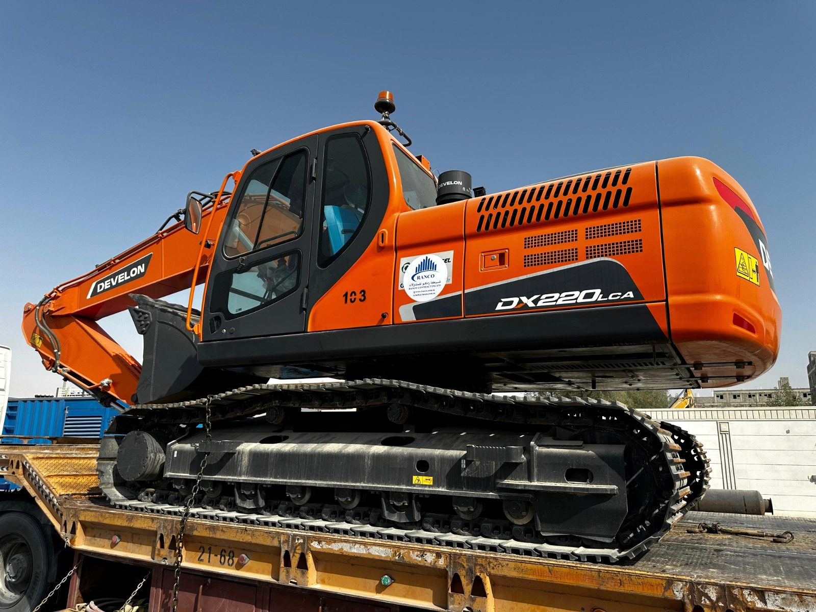 RANCO company decal on the side of an excavator